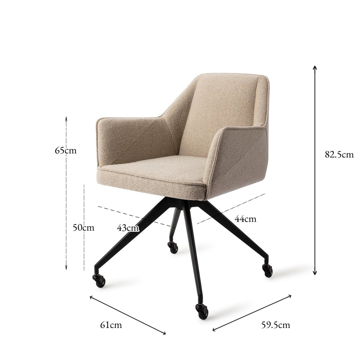 Jesper Home Tome Great Greige Eetkamerstoel - Glide Black - KwaliteitWonen.nl