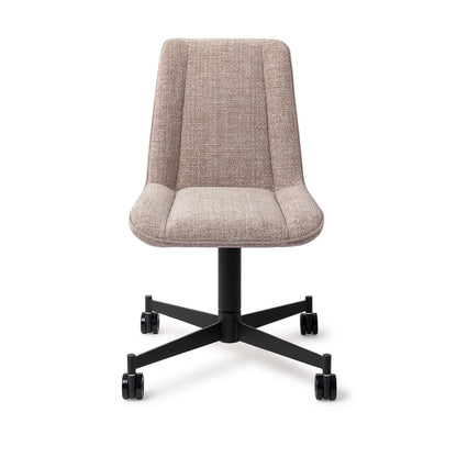 Jesper Home Umedo Grainy Greige Eetkamerstoel - Caster Black - KwaliteitWonen.nl