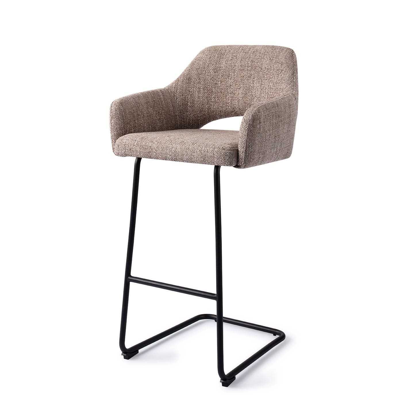Jesper Home Yanai Biscuit Beach Barkruk - Arch Black (H) - KwaliteitWonen.nl