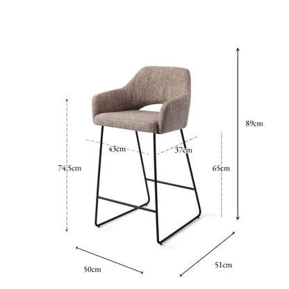 Jesper Home Yanai Biscuit Beach Barkruk - Slide Black (L) - KwaliteitWonen.nl
