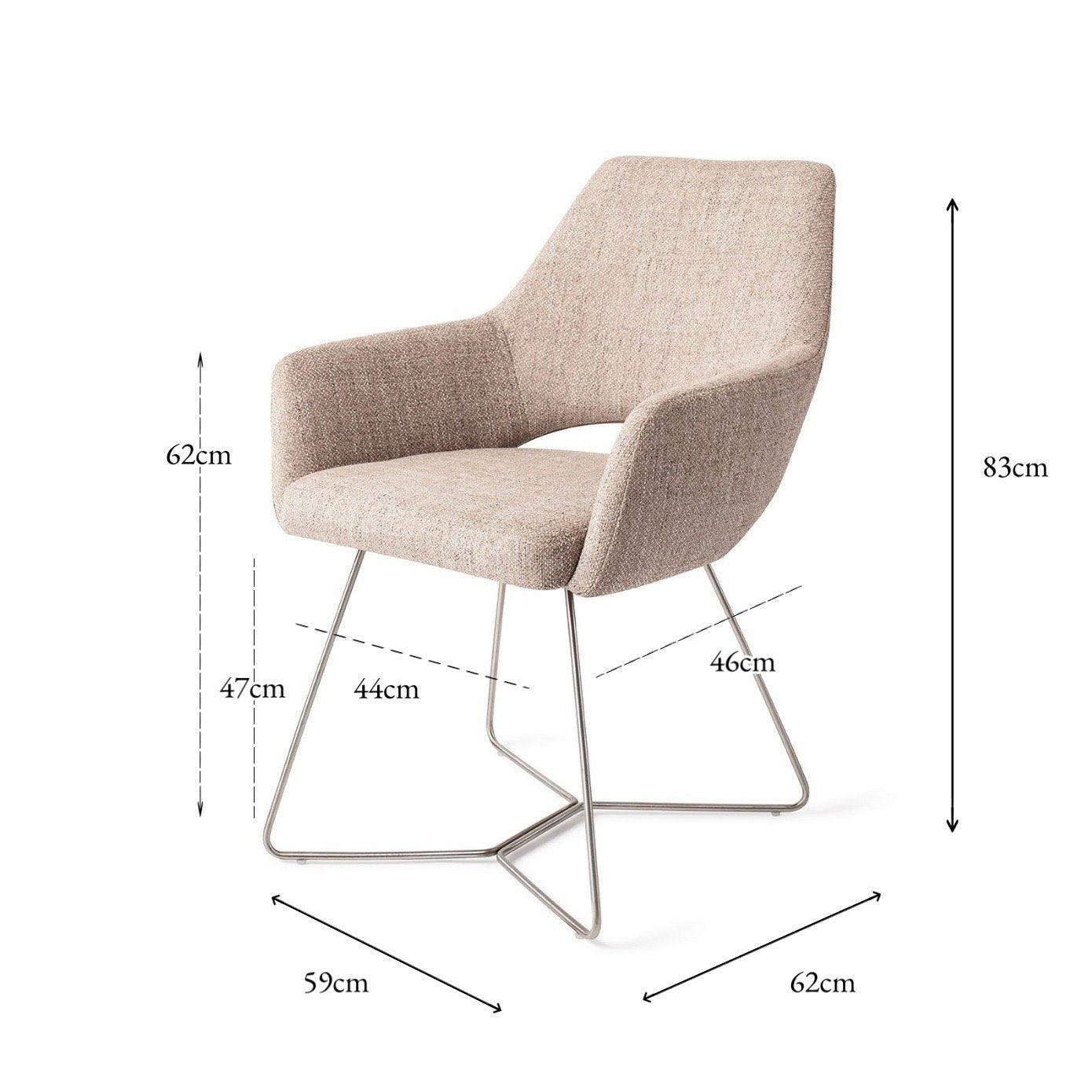 Jesper Home Yanai Biscuit Beach Eetkamerstoel - Beehive Steel - KwaliteitWonen.nl