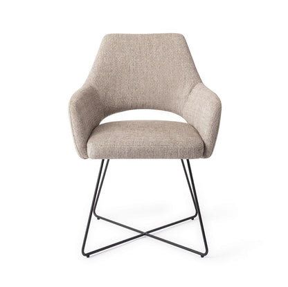 Jesper Home Yanai Biscuit Beach Eetkamerstoel - Cross Black - KwaliteitWonen.nl