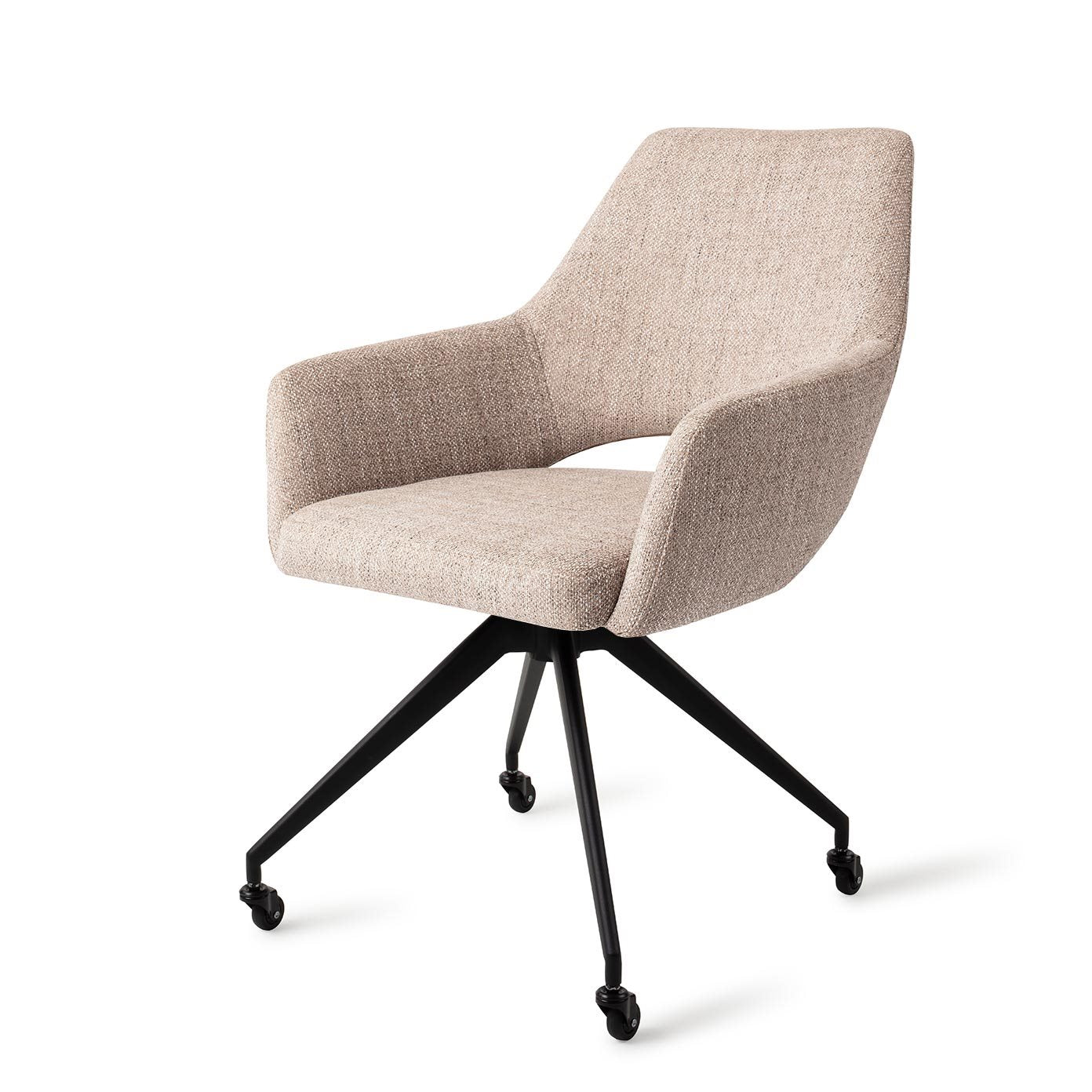 Jesper Home Yanai Biscuit Beach Eetkamerstoel - Glide Black - KwaliteitWonen.nl