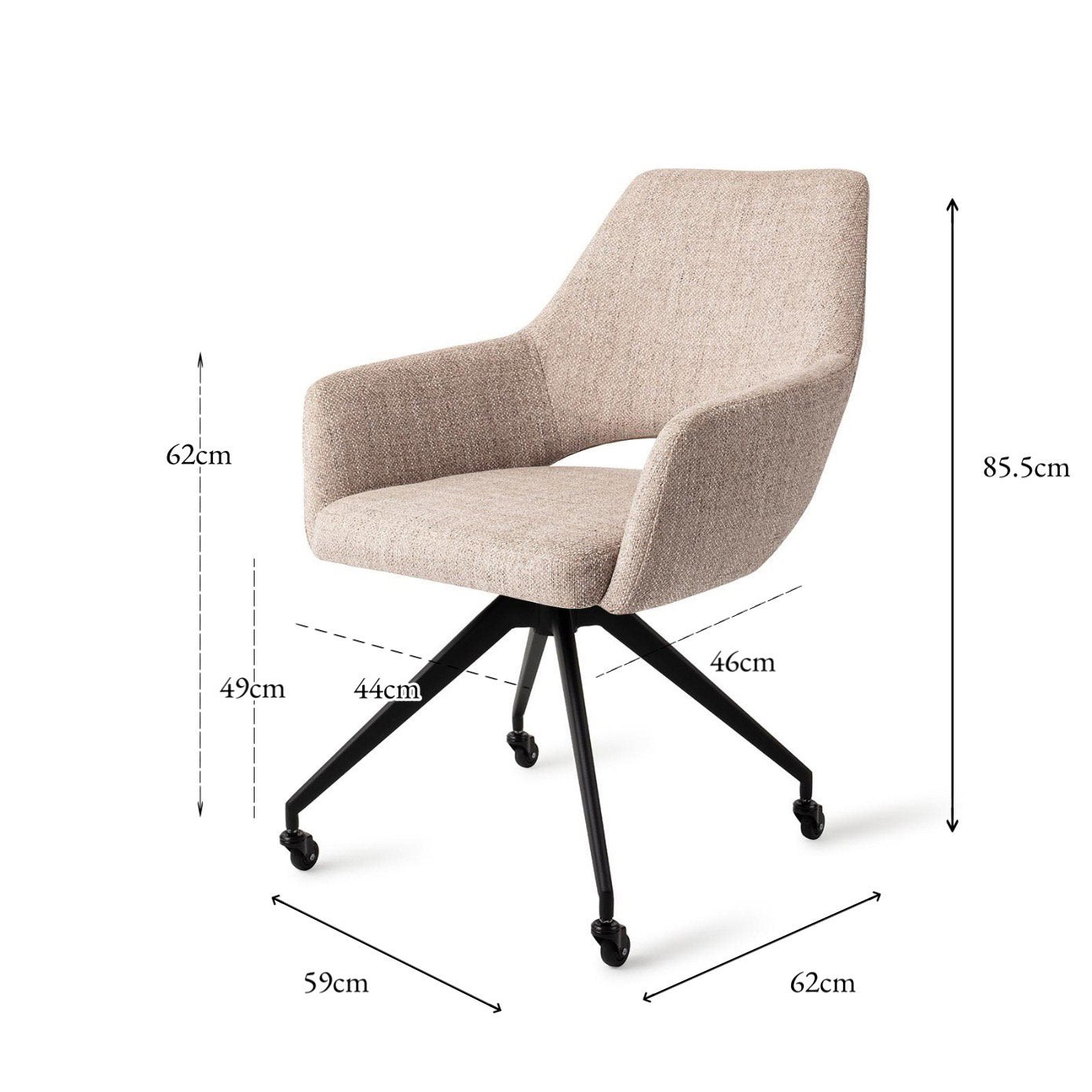 Jesper Home Yanai Biscuit Beach Eetkamerstoel - Glide Black - KwaliteitWonen.nl