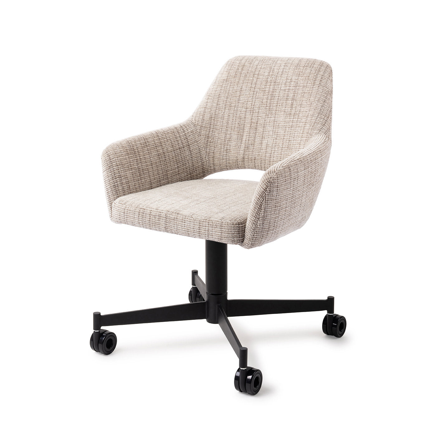 Jesper Home Yanai Caramel Grid Eetkamerstoel - Caster Black - KwaliteitWonen.nl