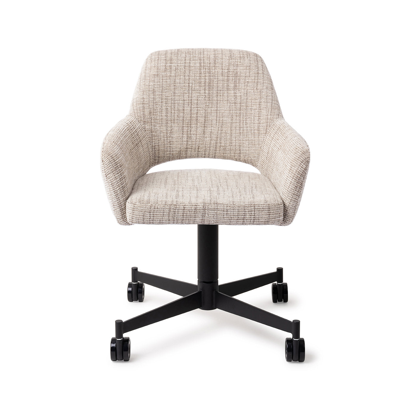 Jesper Home Yanai Caramel Grid Eetkamerstoel - Caster Black - KwaliteitWonen.nl