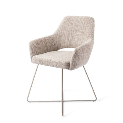 Jesper Home Yanai Caramel Grid Eetkamerstoel - Cross Steel - KwaliteitWonen.nl