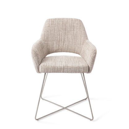 Jesper Home Yanai Caramel Grid Eetkamerstoel - Cross Steel - KwaliteitWonen.nl
