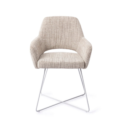 Jesper Home Yanai Caramel Grid Eetkamerstoel - Cross White - KwaliteitWonen.nl