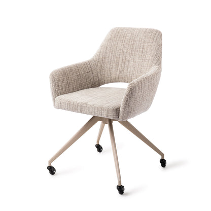 Jesper Home Yanai Caramel Grid Eetkamerstoel - Glide Beige - KwaliteitWonen.nl