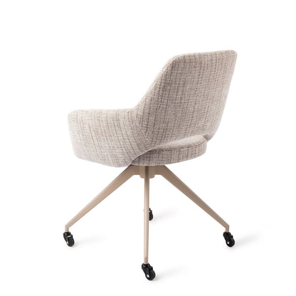 Jesper Home Yanai Caramel Grid Eetkamerstoel - Glide Beige - KwaliteitWonen.nl