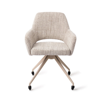 Jesper Home Yanai Caramel Grid Eetkamerstoel - Glide Beige - KwaliteitWonen.nl