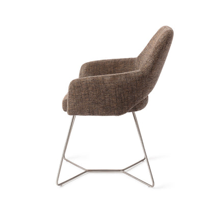 Jesper Home Yanai Checked Chestnut Eetkamerstoel - Beehive Steel - KwaliteitWonen.nl