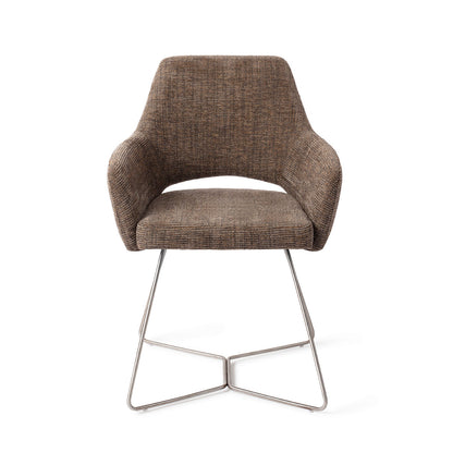 Jesper Home Yanai Checked Chestnut Eetkamerstoel - Beehive Steel - KwaliteitWonen.nl