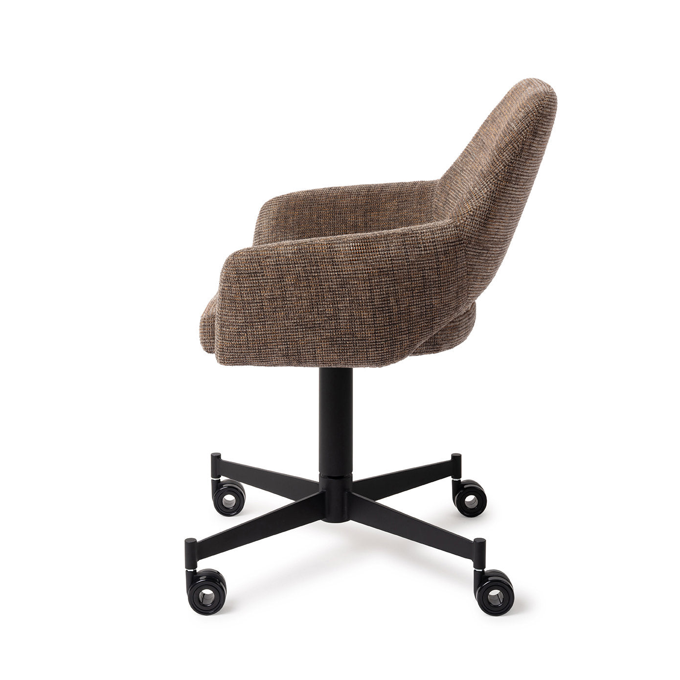 Jesper Home Yanai Checked Chestnut Eetkamerstoel - Caster Black - KwaliteitWonen.nl