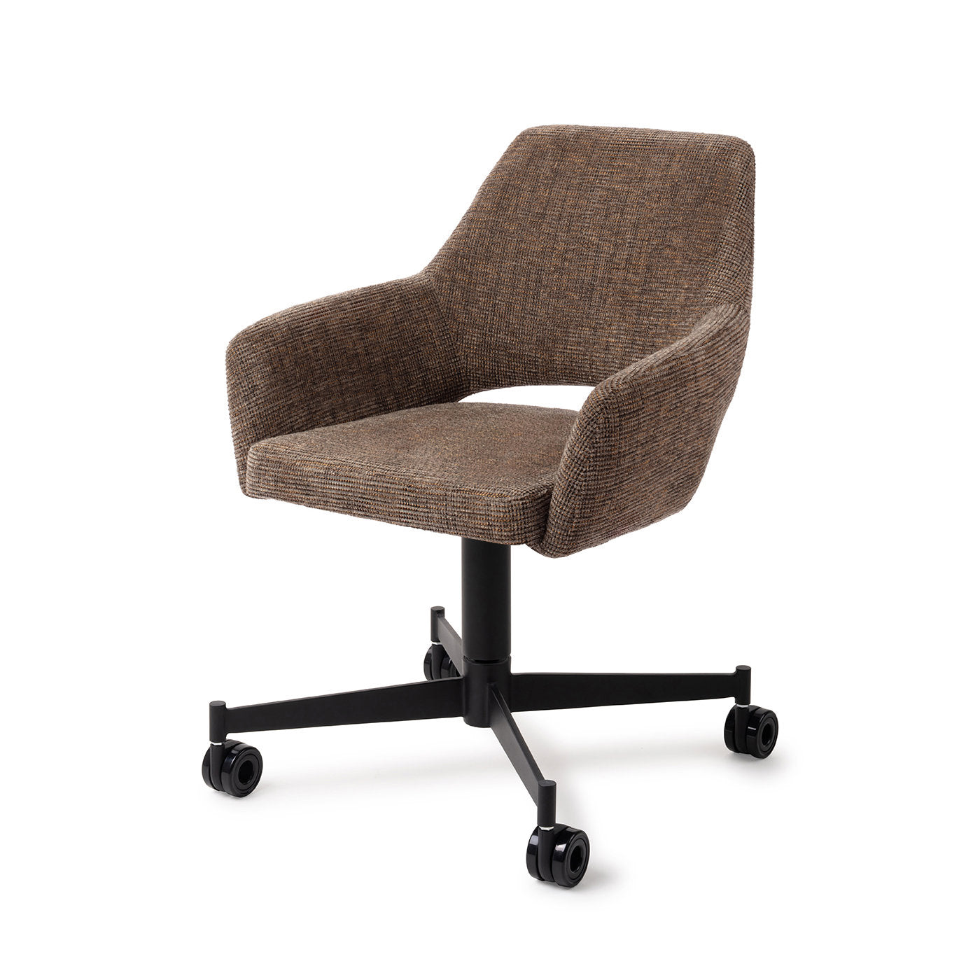 Jesper Home Yanai Checked Chestnut Eetkamerstoel - Caster Black - KwaliteitWonen.nl