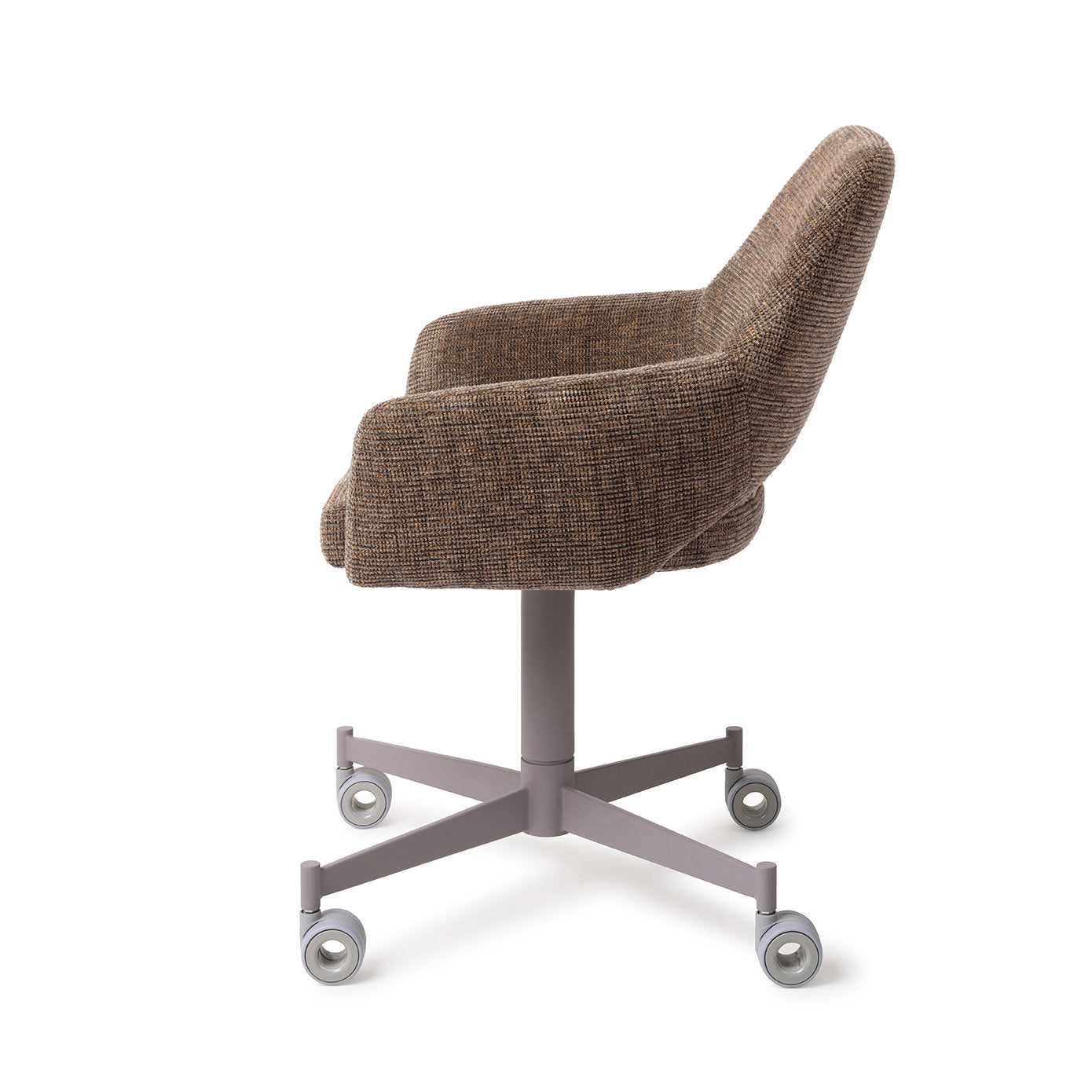 Jesper Home Yanai Checked Chestnut Eetkamerstoel - Caster Grey - KwaliteitWonen.nl