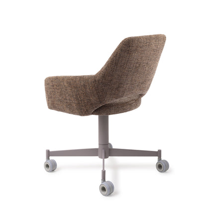 Jesper Home Yanai Checked Chestnut Eetkamerstoel - Caster Grey - KwaliteitWonen.nl