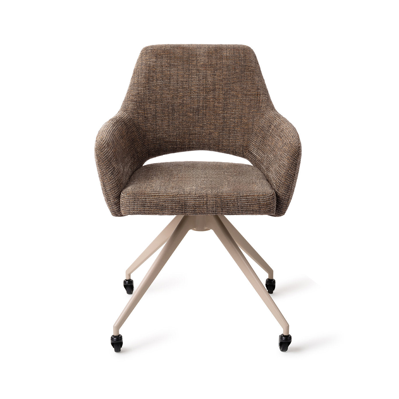 Jesper Home Yanai Checked Chestnut Eetkamerstoel - Glide Beige-Kwaliteitwonen.nl