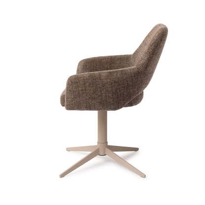 Jesper Home Yanai Checked Chestnut Eetkamerstoel - Quad Beige - KwaliteitWonen.nl
