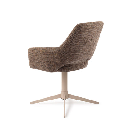 Jesper Home Yanai Checked Chestnut Eetkamerstoel - Quad Beige - KwaliteitWonen.nl
