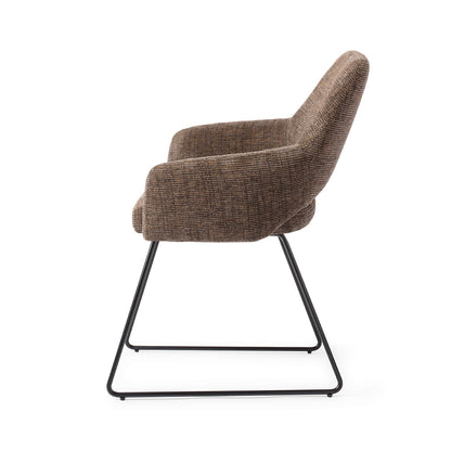 Jesper Home Yanai Checked Chestnut Eetkamerstoel - Slide Black - KwaliteitWonen.nl