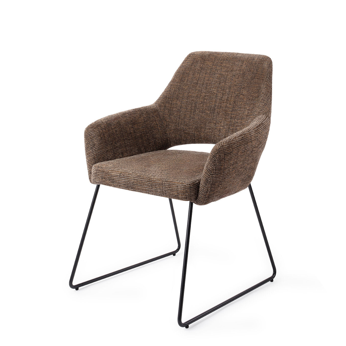 Jesper Home Yanai Checked Chestnut Eetkamerstoel - Slide Black - KwaliteitWonen.nl