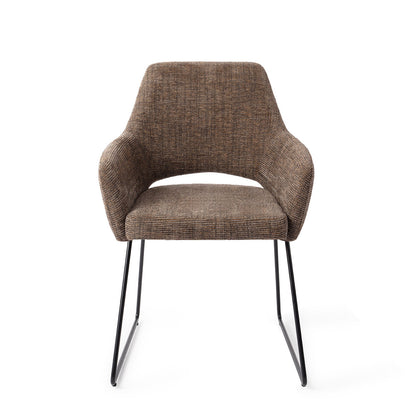 Jesper Home Yanai Checked Chestnut Eetkamerstoel - Slide Black - KwaliteitWonen.nl