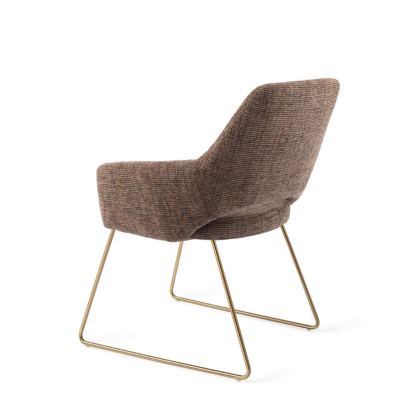 Jesper Home Yanai Checked Chestnut Eetkamerstoel - Slide Gold - KwaliteitWonen.nl
