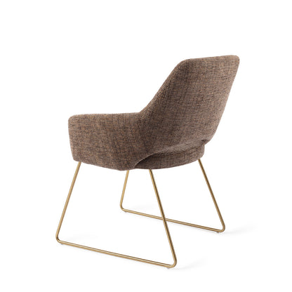 Jesper Home Yanai Checked Chestnut Eetkamerstoel - Slide Gold - KwaliteitWonen.nl