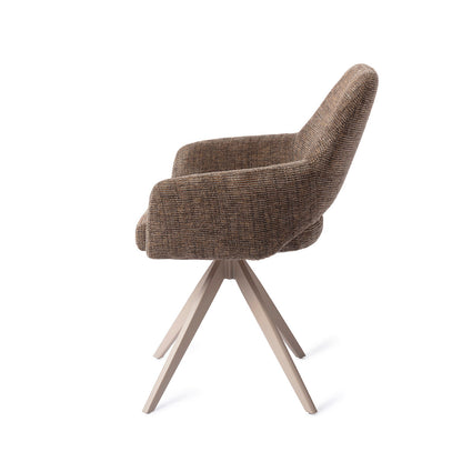 Jesper Home Yanai Checked Chestnut Eetkamerstoel - Turn Beige - KwaliteitWonen.nl