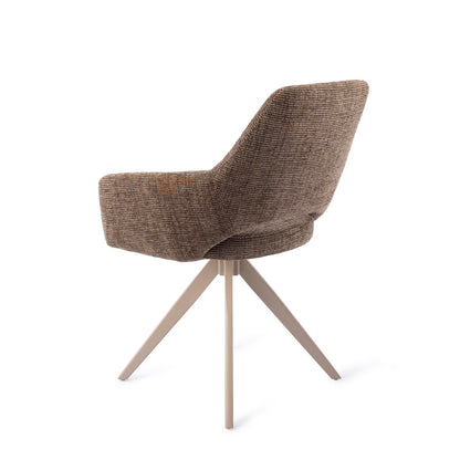 Jesper Home Yanai Checked Chestnut Eetkamerstoel - Turn Beige - KwaliteitWonen.nl
