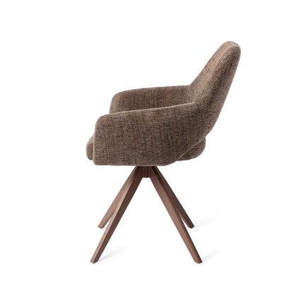 Jesper Home Yanai Checked Chestnut Eetkamerstoel - Turn Brown - KwaliteitWonen.nl
