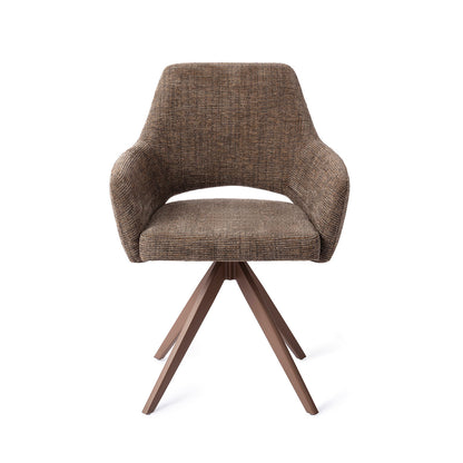Jesper Home Yanai Checked Chestnut Eetkamerstoel - Turn Brown - KwaliteitWonen.nl