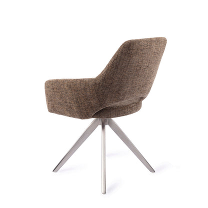 Jesper Home Yanai Checked Chestnut Eetkamerstoel - Turn Steel - KwaliteitWonen.nl