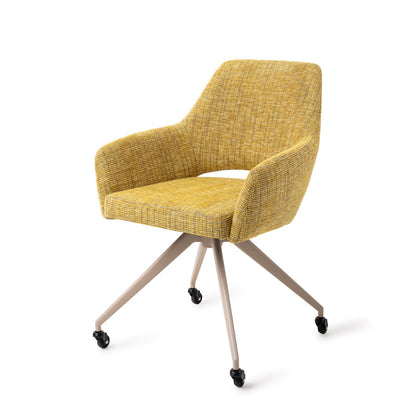 Jesper Home Yanai Lemon Lines Eetkamerstoel - Glide Beige - KwaliteitWonen.nl