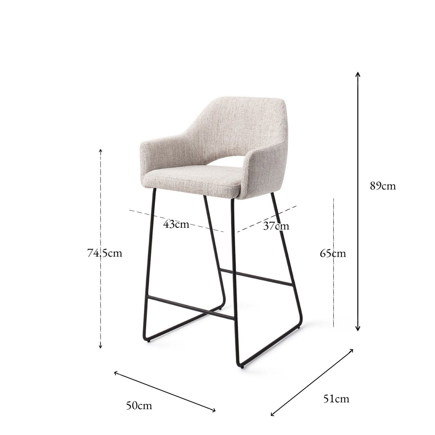 Jesper Home Yanai Pigeon Barkruk - Slide Black (L) - KwaliteitWonen.nl