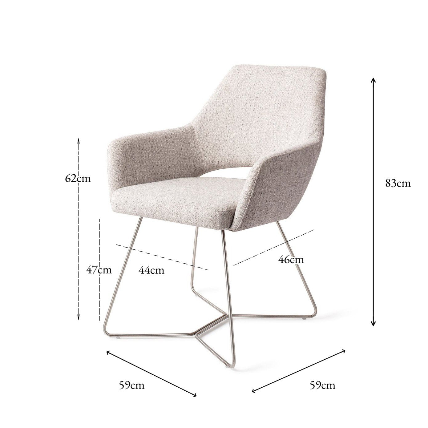 Jesper Home Yanai Pigeon Eetkamerstoel - Beehive Steel - KwaliteitWonen.nl