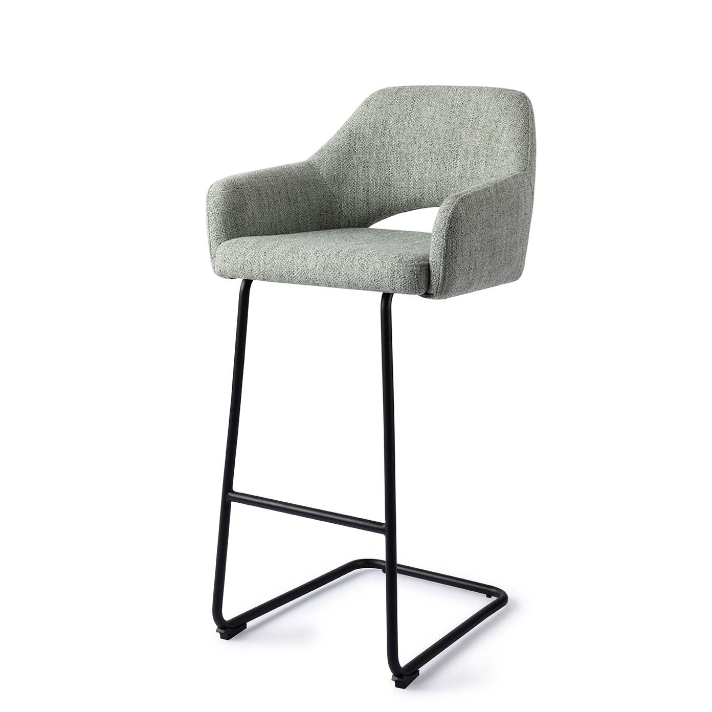 Jesper Home Yanai Soft Sage Barkruk - Arch Black (H) - KwaliteitWonen.nl