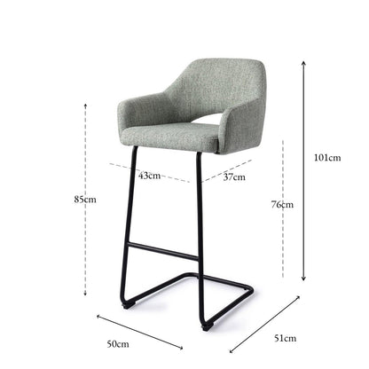 Jesper Home Yanai Soft Sage Barkruk - Arch Black (H) - KwaliteitWonen.nl