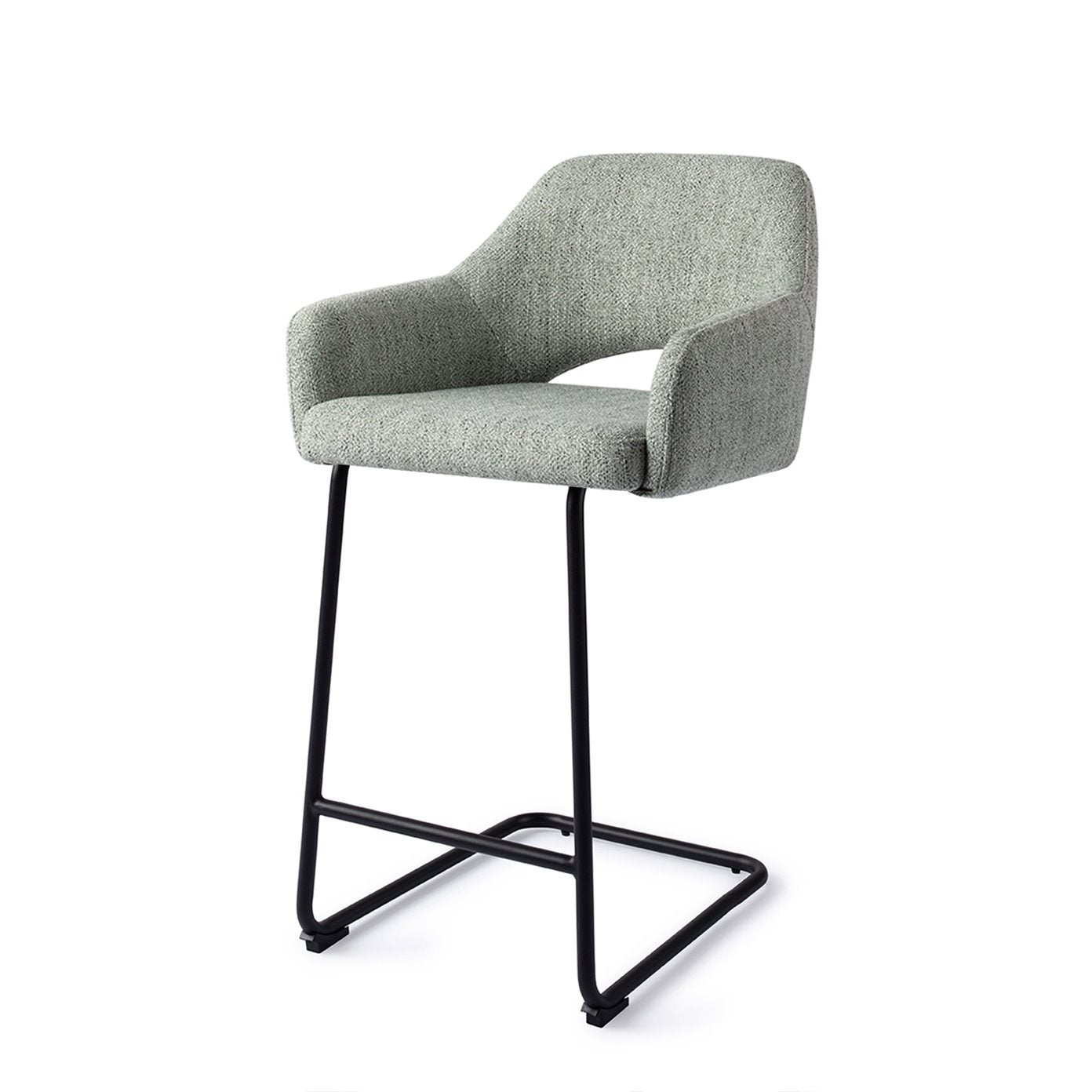 Jesper Home Yanai Soft Sage Barkruk - Arch Black (L) - KwaliteitWonen.nl