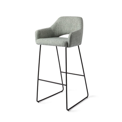 Jesper Home Yanai Soft Sage Barkruk - Slide Black (H) - KwaliteitWonen.nl