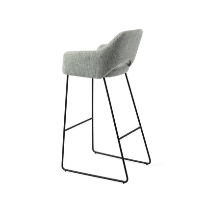 Jesper Home Yanai Soft Sage Barkruk - Slide Black (H) - KwaliteitWonen.nl