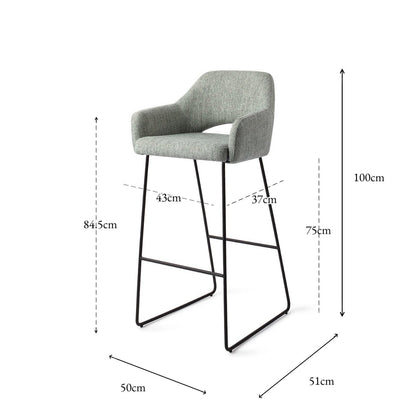 Jesper Home Yanai Soft Sage Barkruk - Slide Black (H) - KwaliteitWonen.nl