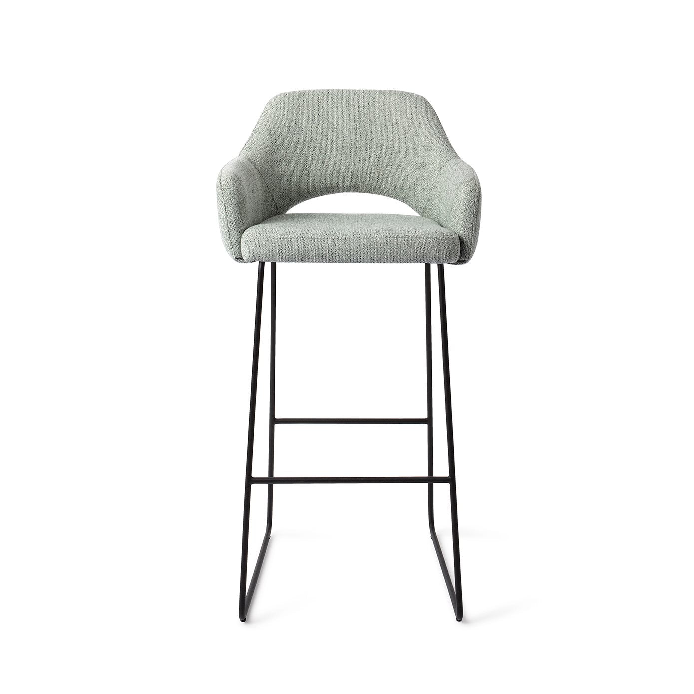 Jesper Home Yanai Soft Sage Barkruk - Slide Black (H) - KwaliteitWonen.nl