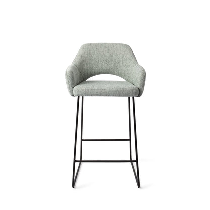 Jesper Home Yanai Soft Sage Barkruk - Slide Black (L) - KwaliteitWonen.nl