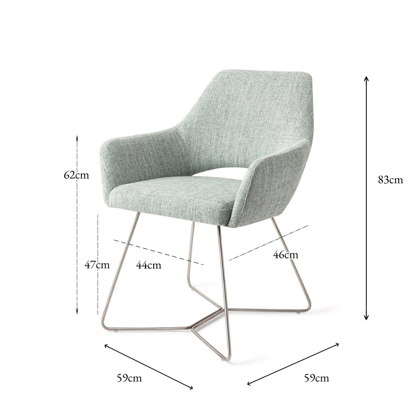 Jesper Home Yanai Soft Sage Eetkamerstoel - Beehive Steel - KwaliteitWonen.nl