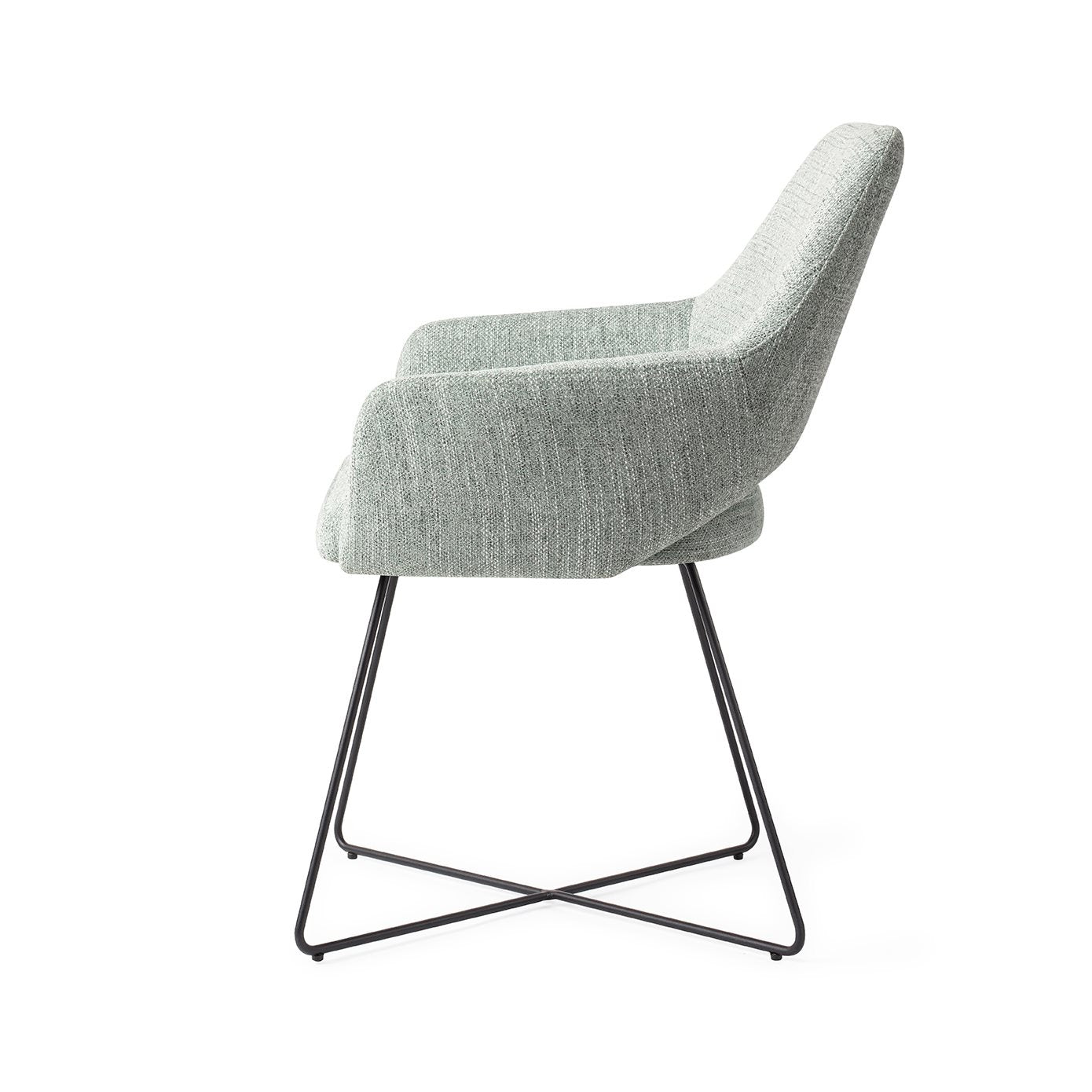 Jesper Home Yanai Soft Sage Eetkamerstoel - Cross Black - KwaliteitWonen.nl
