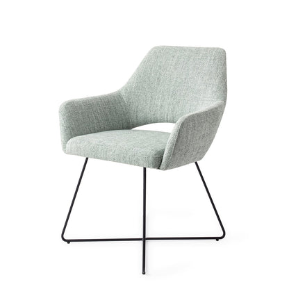 Jesper Home Yanai Soft Sage Eetkamerstoel - Cross Black - KwaliteitWonen.nl