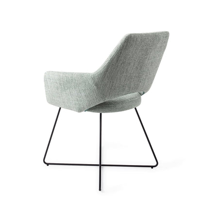 Jesper Home Yanai Soft Sage Eetkamerstoel - Cross Black - KwaliteitWonen.nl